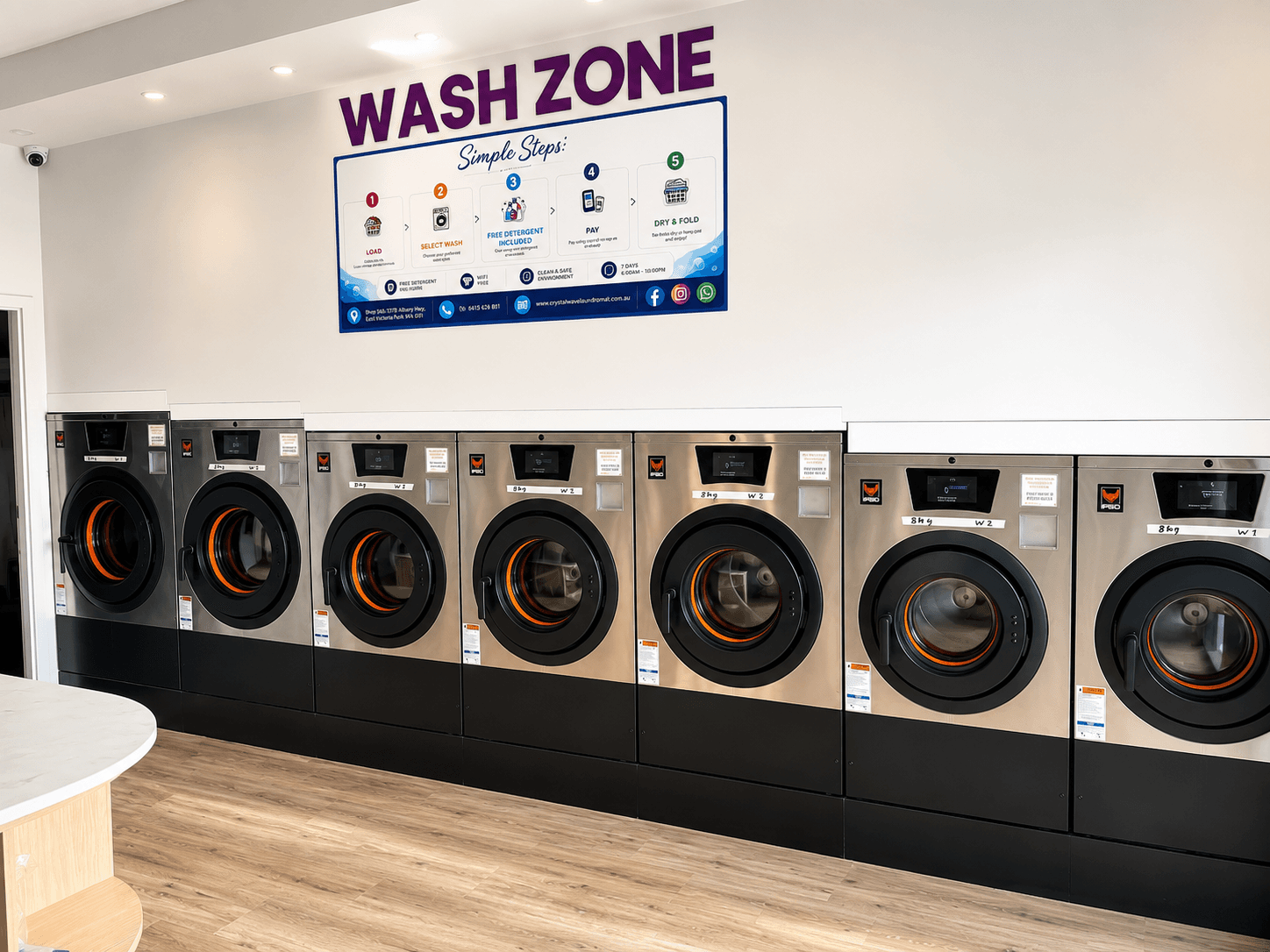 Crystal Wave laundromat interior view 2