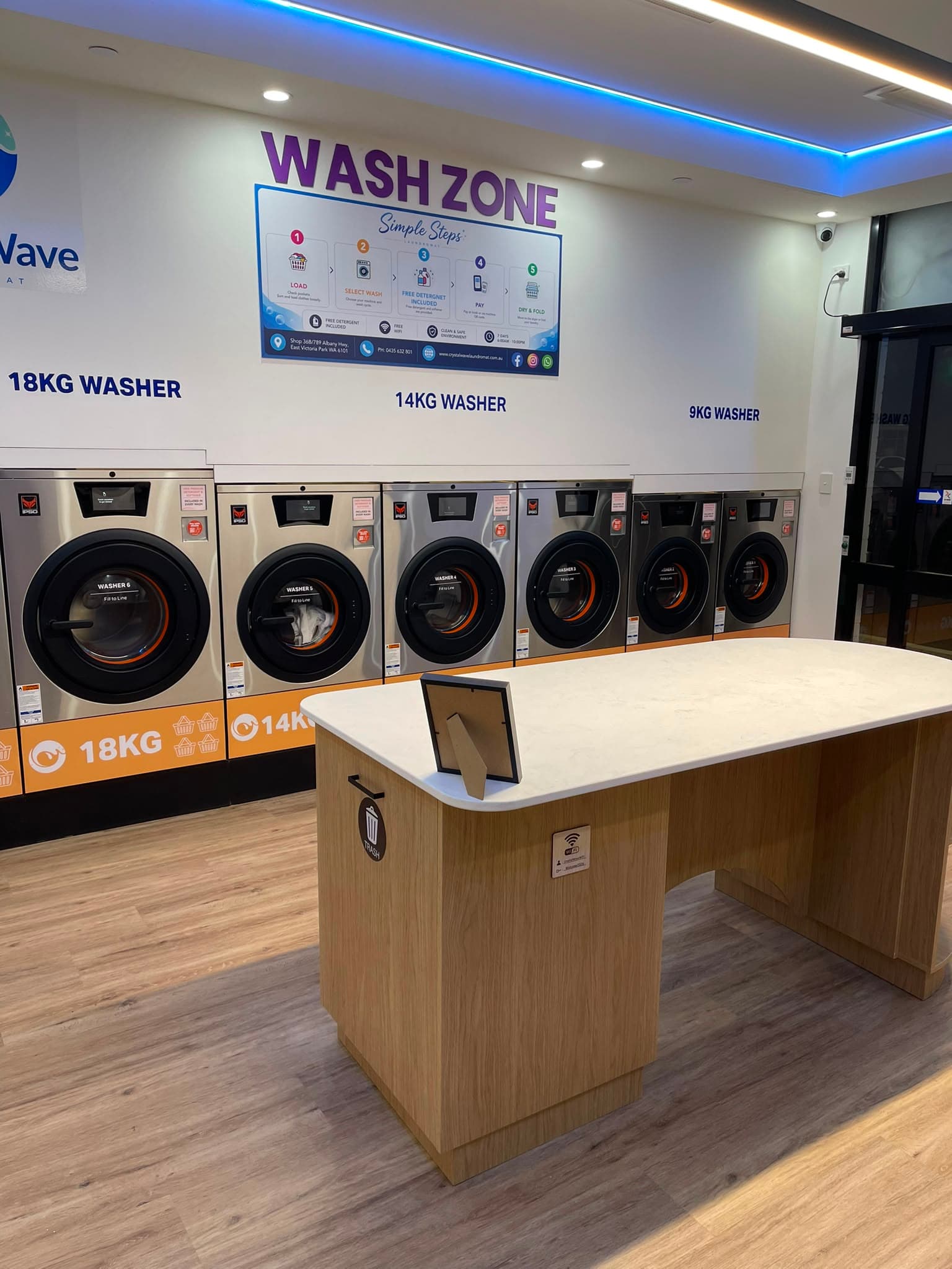 Crystal Wave laundromat interior view 6